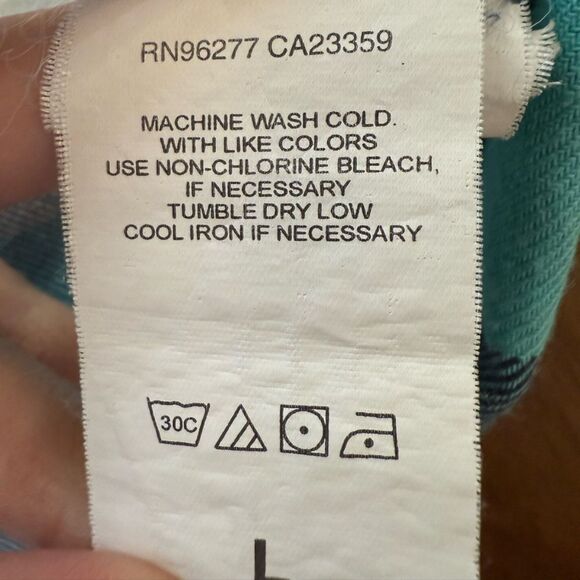 Vans Men’s Plaid Flannel Button Down Shirt Aqua Blue Navy White Skate L Cotton - Picture 10 of 12